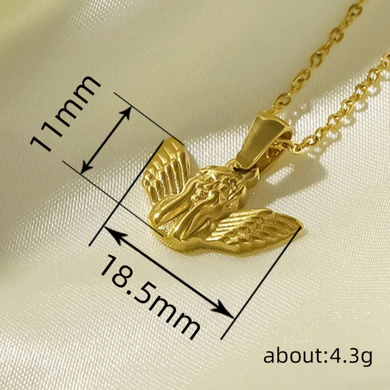  European and American light luxury necklace new three-dimensional angel cute pendant retro metal sense female necklace