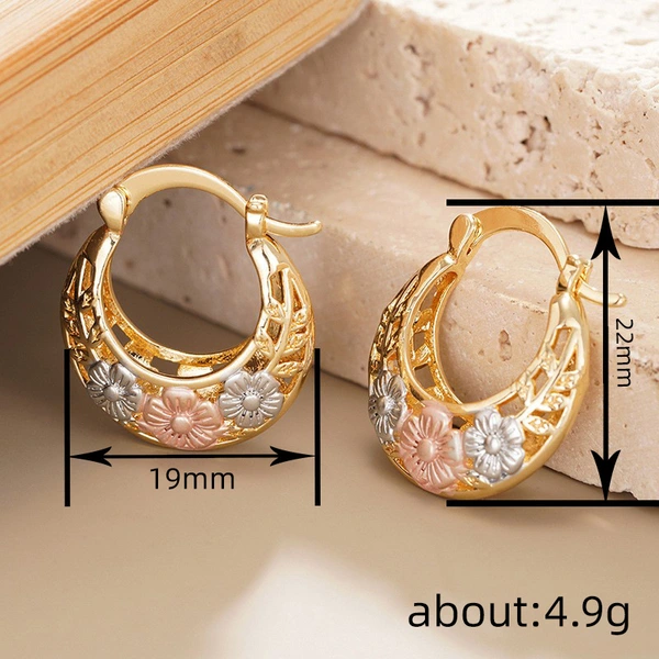 Korean style small fresh forest earrings for women three-color oil painting frosted small flower accessories lady gentle style earrings