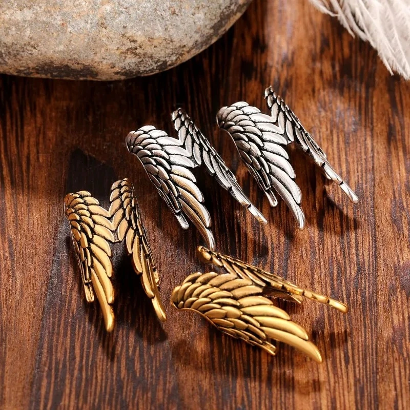 Trendy angel wing ear clips, wing ear hooks, classic style non-pierced earrings for Valentine's Day as a gift for your girlfriend