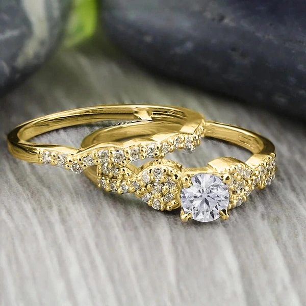  European and American fashion shiny couple rings for women, luxurious design wedding rings, geometric high-end two sets of rings