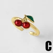 AS jewelry Europe and the United States hot selling full zircon fruit cherry ring copper plated real gold open ring female rir90