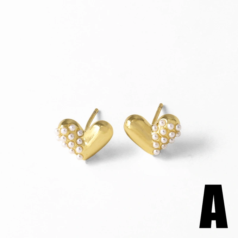 AS jewelry niche design pearl heart flower earrings women's gold-plated earrings ert07