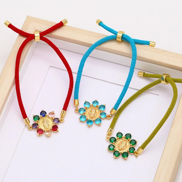 Hot selling fashion Madonna flower braided bracelet women inlaid with colored zircon accessories bracelet bra63