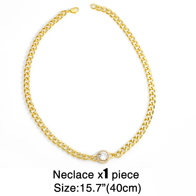 Clearance niche design metal geometric round large zircon splicing necklace cold style clavicle chain nkv82