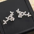 Butterfly flower exquisite earrings for women, fashionable and popular earrings, micro-inlaid zircon, shiny everyday earrings