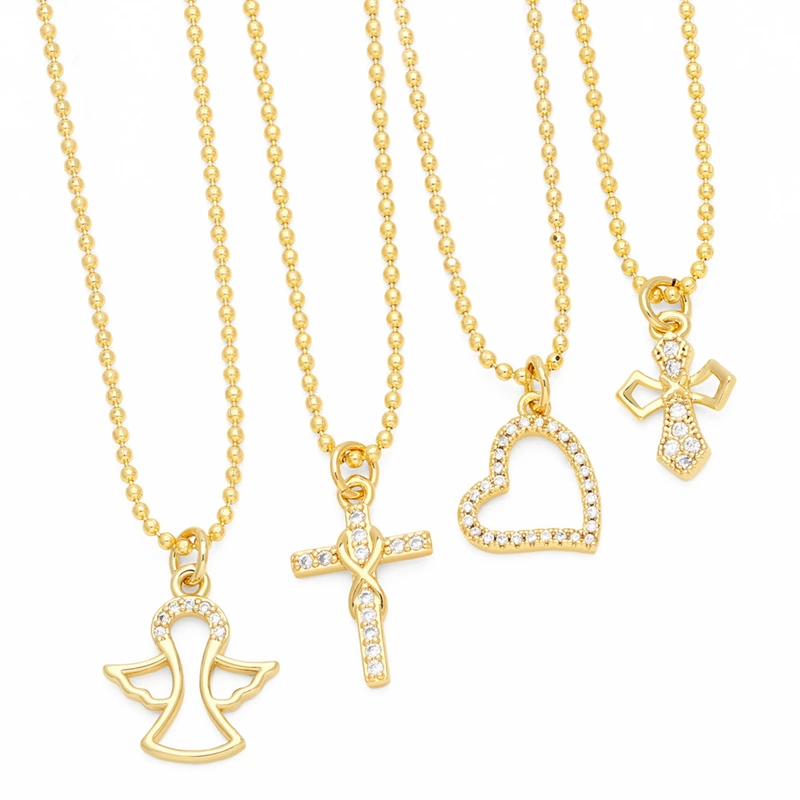 European and American style simple love angel necklace female net celebrity temperament all-match cross clavicle necklace nkn54