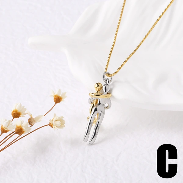 AS jewelry hot selling gold-plated boy and girl couple hug pendant necklace clavicle chain nkb071