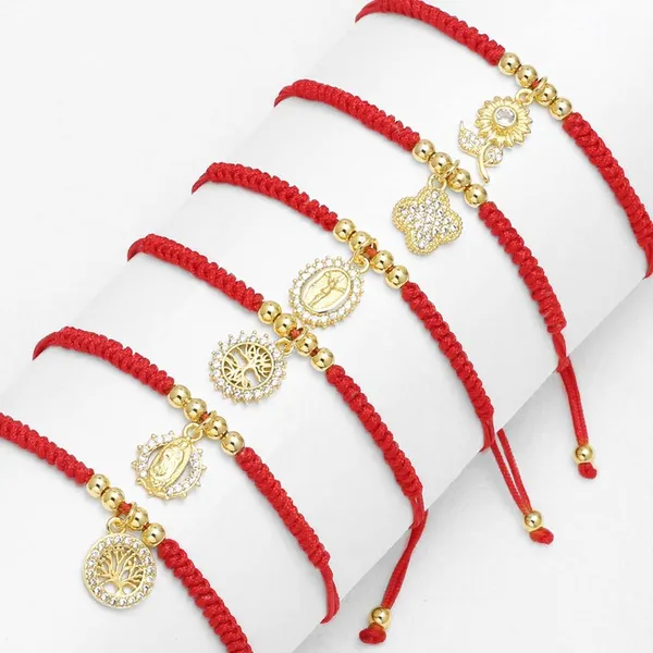 AS jewelry new hot style tree of life Our Lady pendant red hand rope adjustment hand jewelry bracelet female brm70
