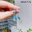 Exquisite light sea blue colored gemstone crystal zircon earrings summer new light luxury pear-shaped teardrop earrings