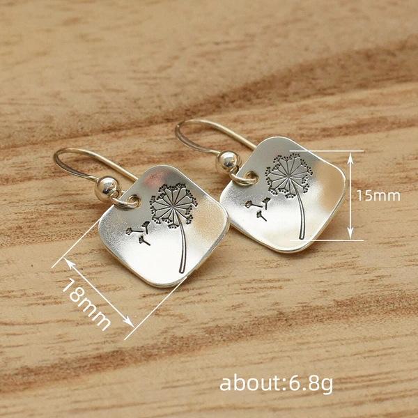 New simple retro square dandelion earrings women's personality fashion earrings hot selling female earrings