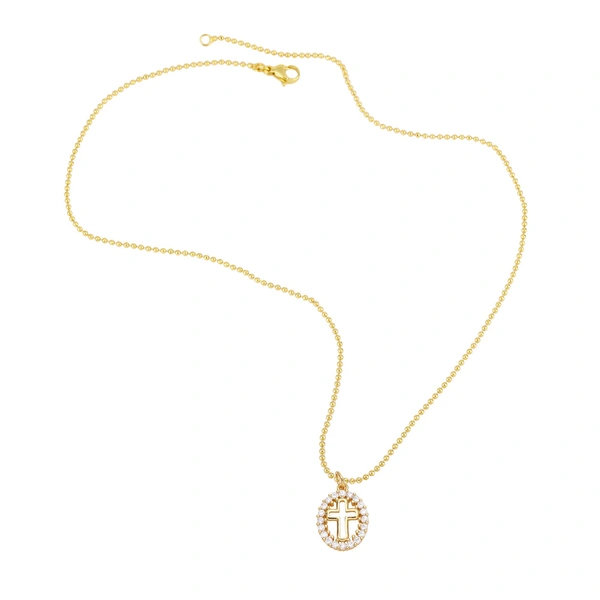 AS jewelry love cross pendant necklace gold-plated zircon inlaid Our Lady clavicle chain nkb101