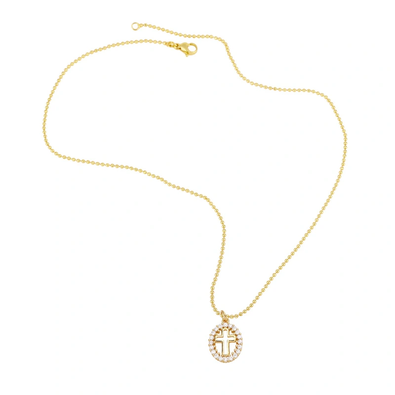 AS jewelry love cross pendant necklace gold-plated zircon inlaid Our Lady clavicle chain nkb101