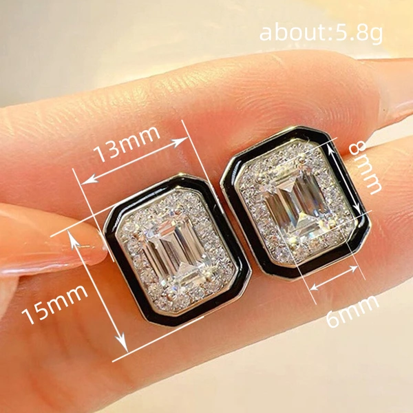  Small fragrance style light luxury style fashion earrings female temperament lady geometric square earrings popular earrings