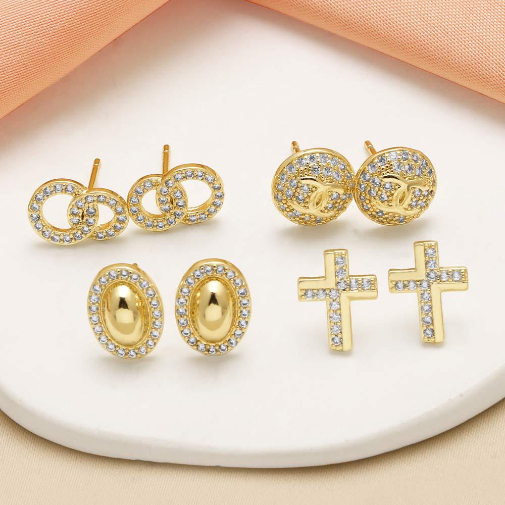 AS jewelry cross earrings female copper plated real gold cross inlaid zircon earrings earrings era260