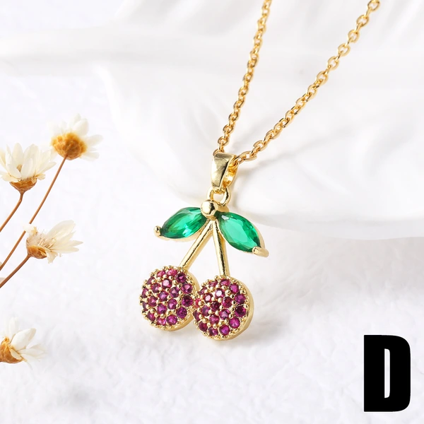 AS jewelry Europe and the United States hot selling full zircon fruit cherry strawberry pendant necklace clavicle chain female nkb203