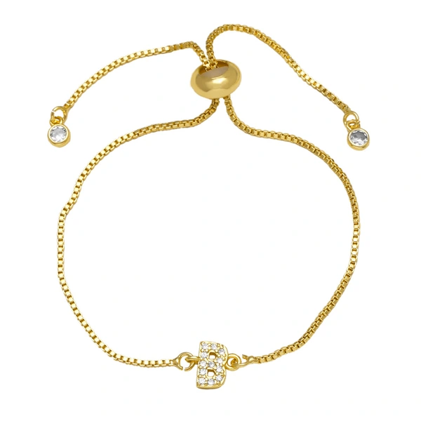 AS jewelry full zirconium 26 English letters bracelet copper plated real gold adjustment jewelry brm62