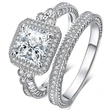    Hot selling couple ring princess fashion geometric square ring bridal wedding ring
