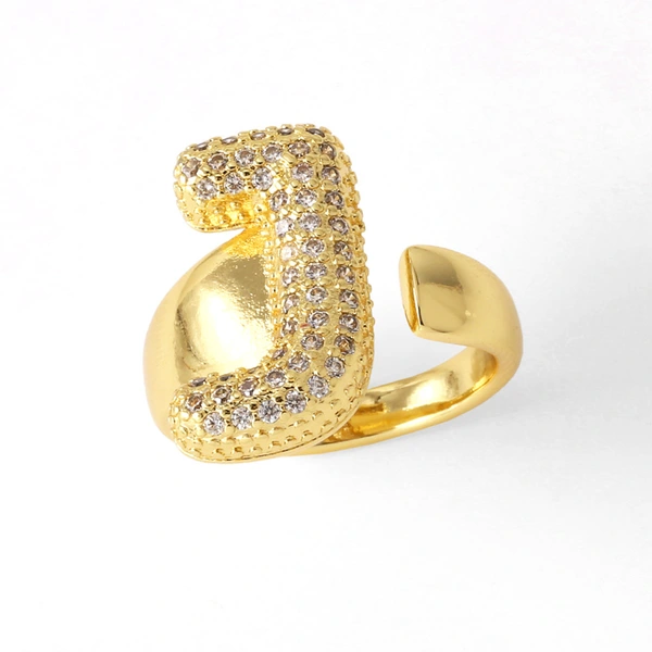AS jewelry 26 English letters ring female gold-plated full zircon open ring rih31