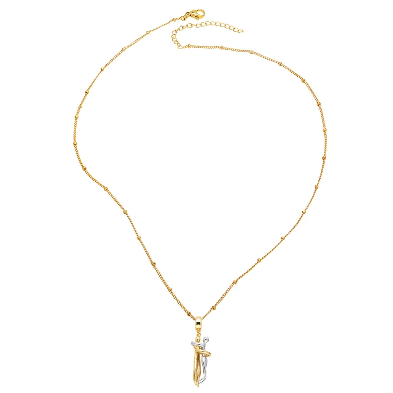 Jewelry European and American two-color couple dance pendant necklace glossy gold-plated clavicle chain nkz67 necklace