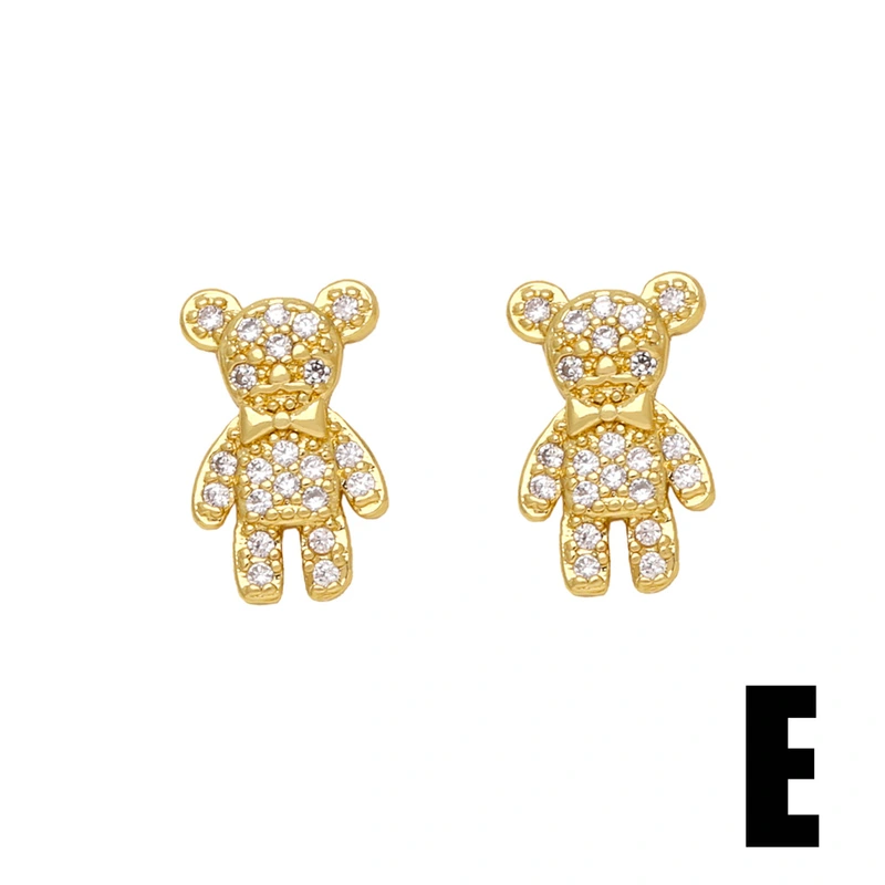 European and American new simple sweet bear earrings net celebrity cute versatile exquisite earrings student earrings ert28