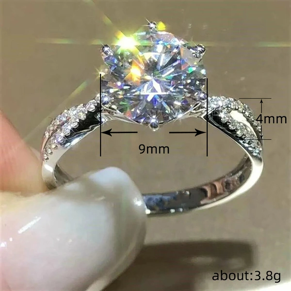  Classic and noble six-claw micro-inlaid women's ring simulation wedding ring wedding jewelry fashion light luxury women's ring