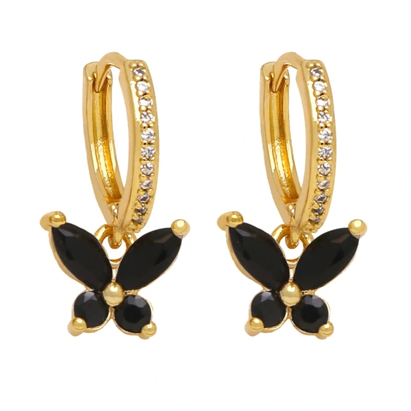 New European and American style simple zircon butterfly earrings women's light luxury niche temperament all-match flower earrings eru36