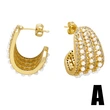 Hot selling C-shaped earrings, niche design, high-end full diamond pearl earrings wholesale erw30