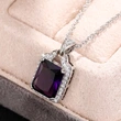 European and American light luxury fashion colored gemstone necklace fat rectangular zircon large pendant personality full diamond women's clavicle chain
