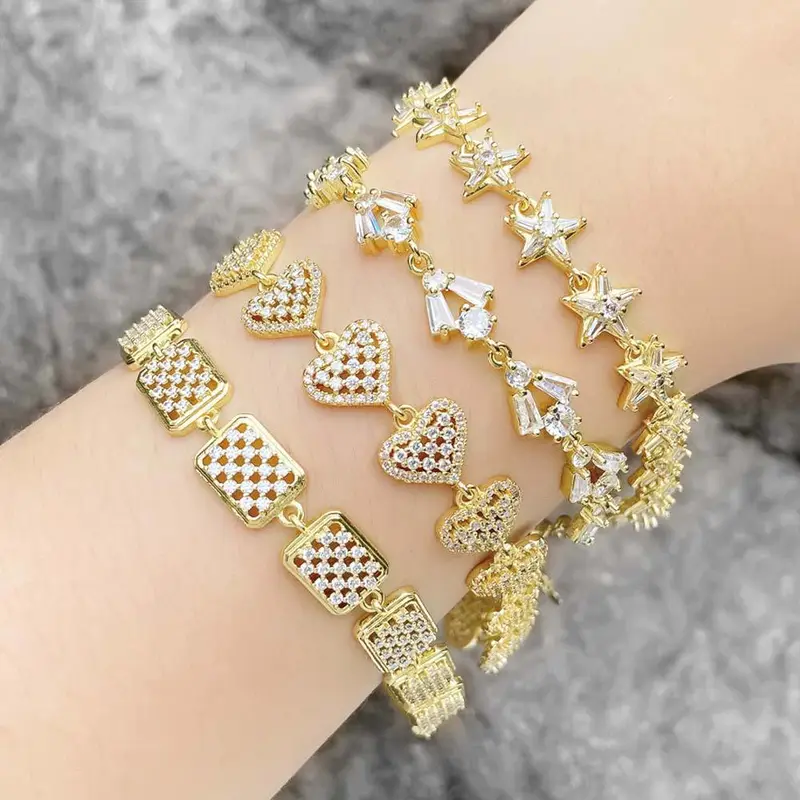 AS jewelry Europe and the United States hot selling love heart bracelet gold-plated full zircon high-end star hand jewelry brg22