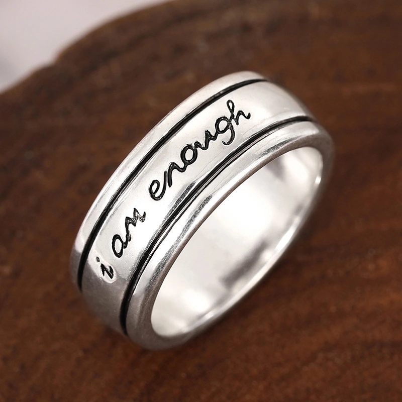  Manufacturer's new laser engraved English ring, niche design, plain ring, daily commuting style, all-match ring