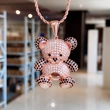 Popular cartoon bear pendant rose gold two-tone zircon men's and women's hip-hop necklace snake bone chain