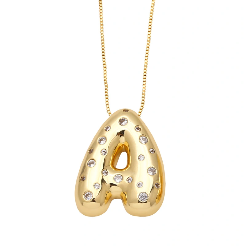 AS jewelry fat English letter necklace female gold-plated zircon clavicle chain nkb241