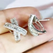 Light luxury style cross trapezoidal square diamond earrings sweet bow earrings for women casual versatile earrings wholesale