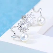 Live new earrings exquisite sunflower imitation pearl ear clips female star same style zircon earrings
