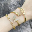 Diamond-studded funny expression smiley face open bracelet female INS European and American personality exaggerated butterfly pig nose bracelet brd20