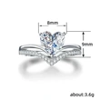Luxury Crown Valentine's Day Ring New Micro-inlaid V-shaped Heart Ring Kuaishou Internet Celebrity Live Broadcast