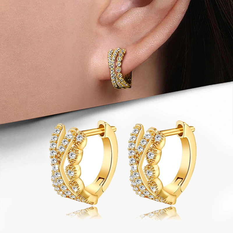 European and American style circle fashion cross earrings small mini cool style ear clips Korean style design earrings