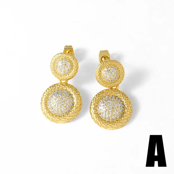 AS jewelry water drop round pendant earrings female gold-plated zircon inlaid turtle earrings era083