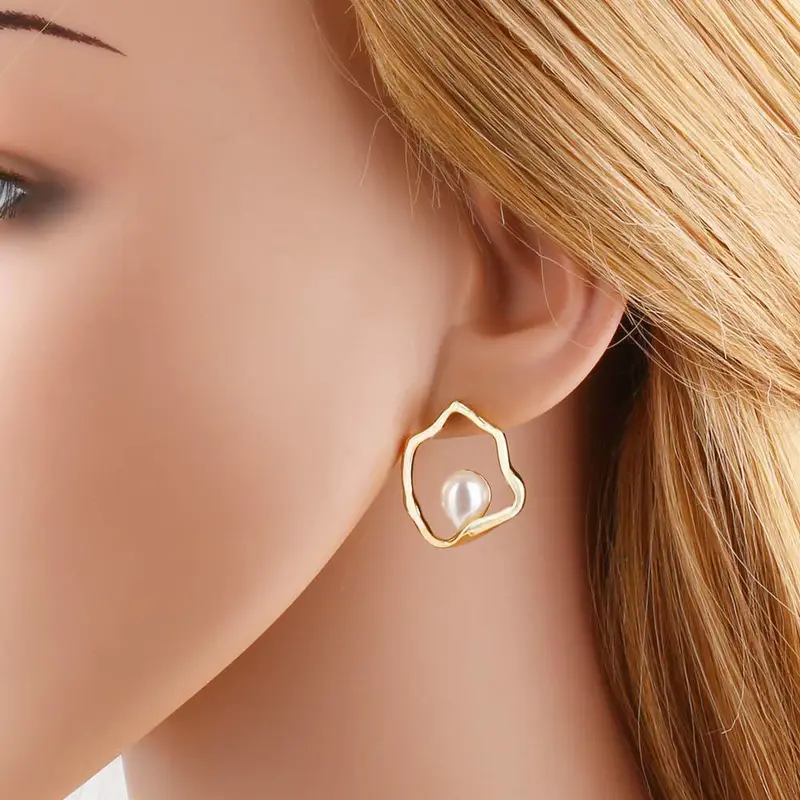 AS jewelry hot-selling pearl love peach heart smooth earrings women's gold-plated earrings erq72