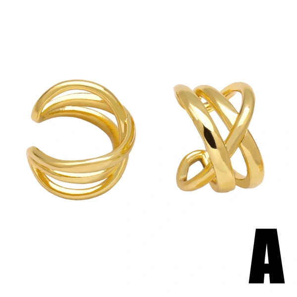 AS jewelry geometric earrings female copper plated 18k gold inlaid zircon ear clip earrings erw26