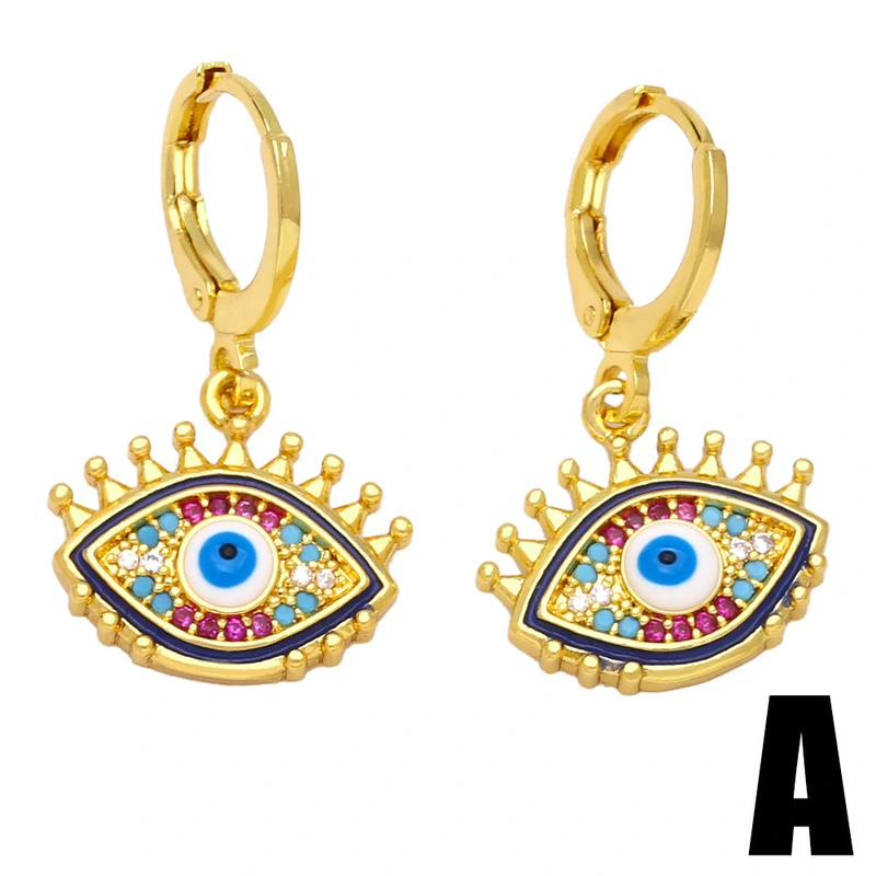 European and American personality exaggerated devil eye earrings female temperament versatile eyes inlaid with colored diamond earrings era201