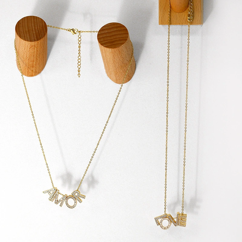 Simple and compact LOVE letter necklace female creative inlaid zircon love AMOR clavicle pendant clavicle chain nku66