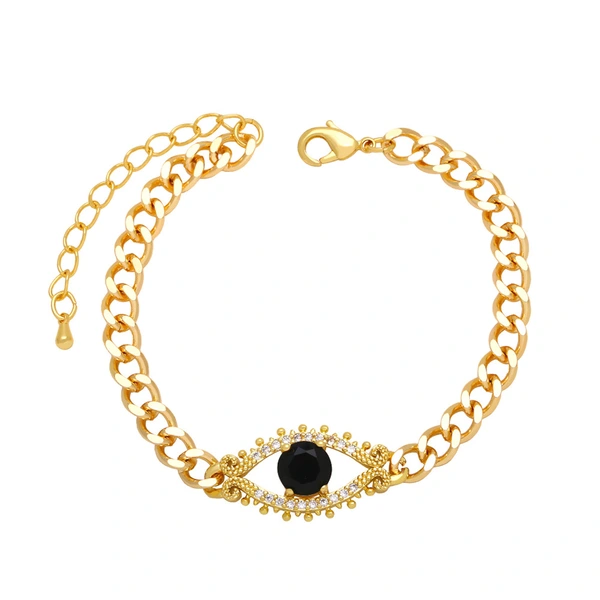 Clearance European and American Cuban chain devil eye bracelet men and women hip hop trend evil eye hand jewelry wholesale brj70