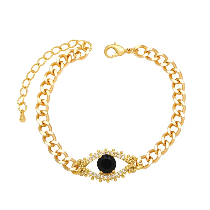 Clearance European and American Cuban chain devil eye bracelet men and women hip hop trend evil eye hand jewelry wholesale brj70