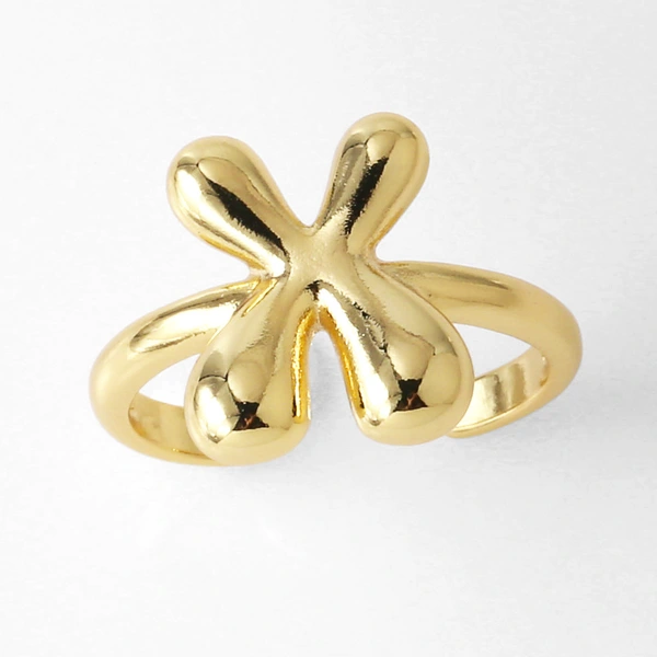 AS jewelry smooth 26 English letters ring female copper plated real gold open ring rih04