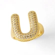 AS jewelry 26 English letters ring female gold-plated full zircon open ring rih31