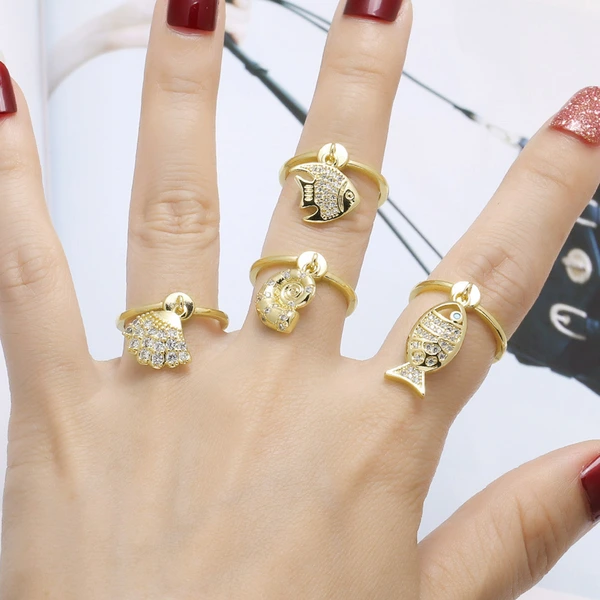 AS jewelry Europe and the United States new hot selling ocean style ring small fish shell pendant ring rir41 ring