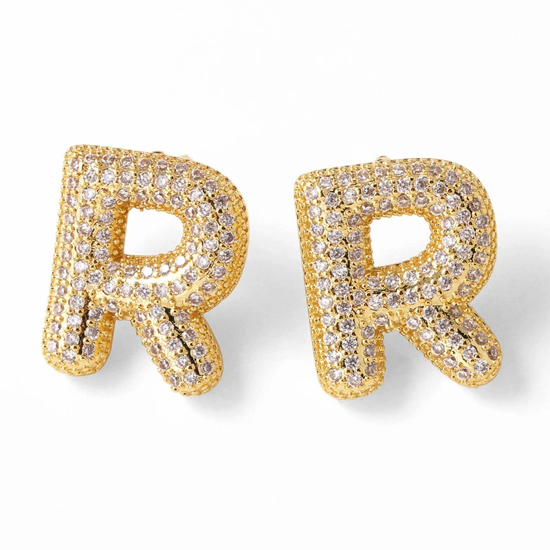 AS jewelry hot selling 26 English letters earrings gold-plated full zircon earrings female era009
