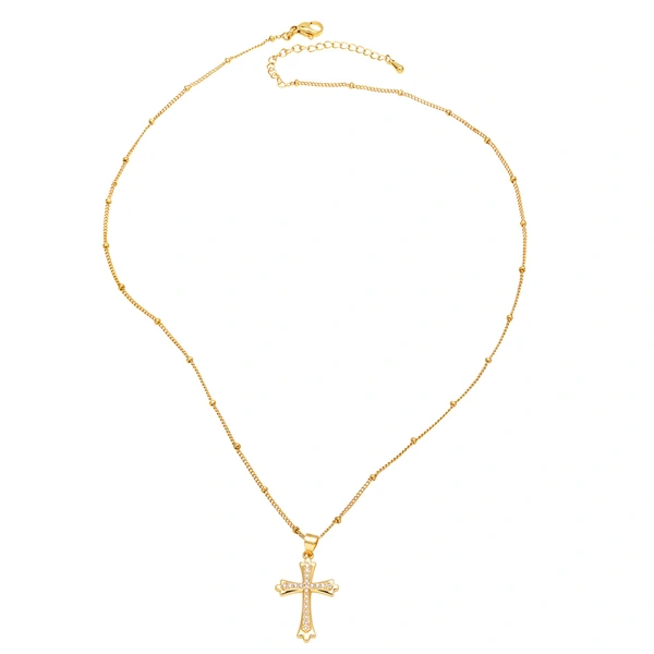 AS jewelry Europe and the United States hot selling full zircon high-end cross necklace female gold-plated clavicle chain nkb597