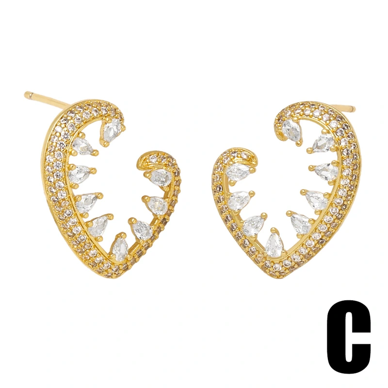 Clearance European and American simple earrings high-end sense i metal 18k gold temperament versatile earrings diamond earrings eru23